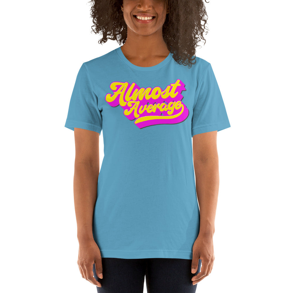 Shirt - Unisex: Almost Average - Cursive Retro Neon